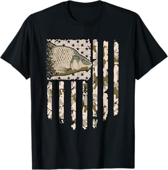 Carp Fishing Camo American Flag Camouflage Fisherman Vintage T-Shirt