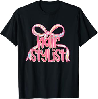 Hairstylist Pink Bow Funny Hairstylist T-Shirt