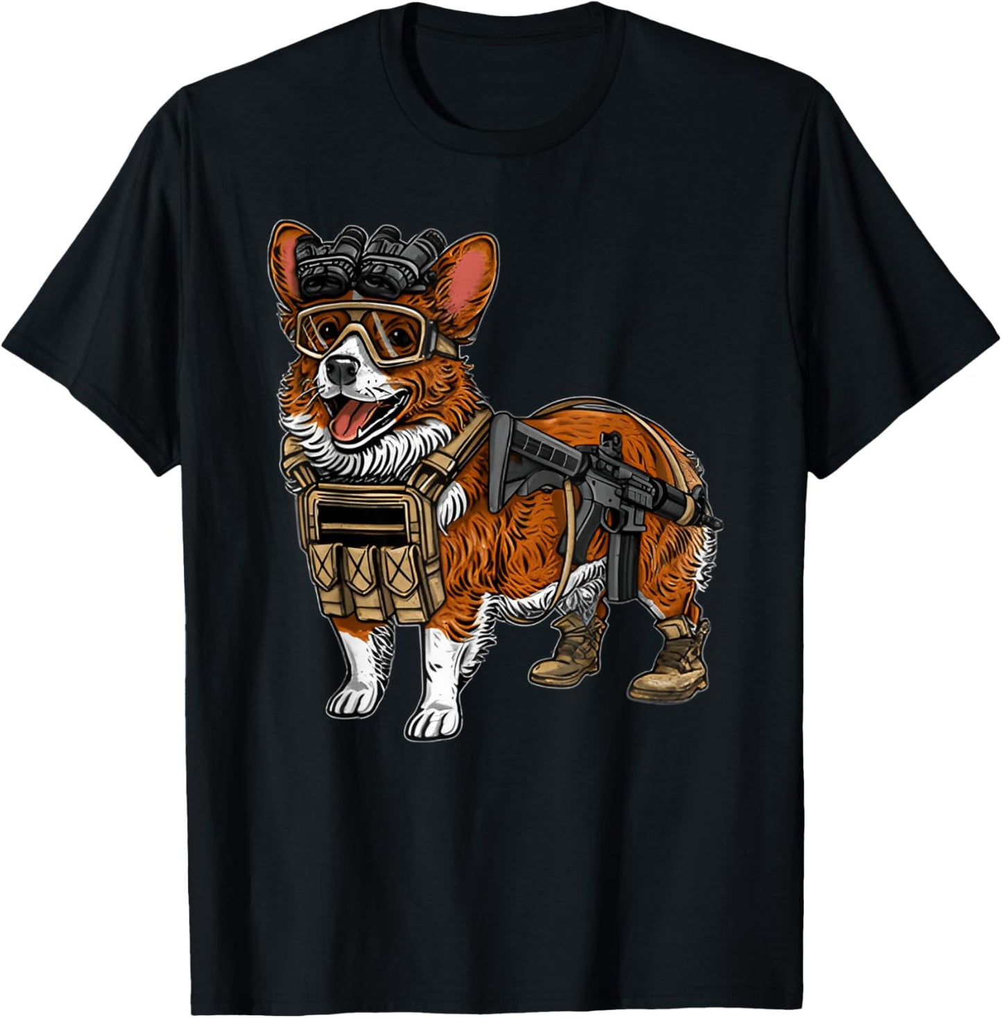 Funny Tactical Corgi Dog T-Shirt