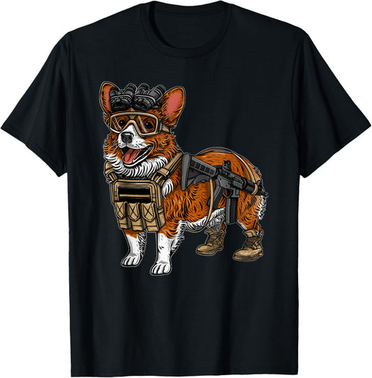 Funny Tactical Corgi Dog T-Shirt