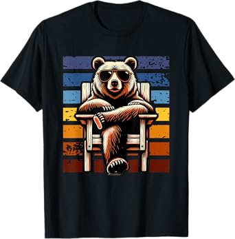 Cool Retro Bear in Sunglasses 70s 80s 90s Novelty Funny Bear T-Shirt