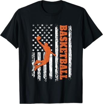 Patriotic Basketball Player US Flag Basketball Coach T-Shirt