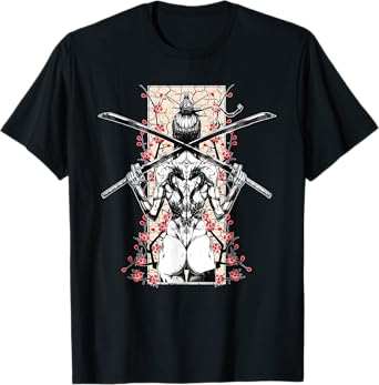 Japanese Samurai Girl and Vintage Sakura Cherry Blossom Gift T-Shirt