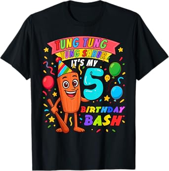 It's My 5Th Birthday Tung Tung Tung Sahur Italian Brainrot T-Shirt