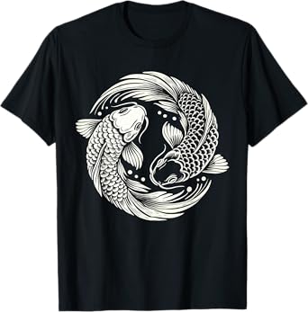 Retro Yin And Yang Japanese Koi Fish T-Shirt