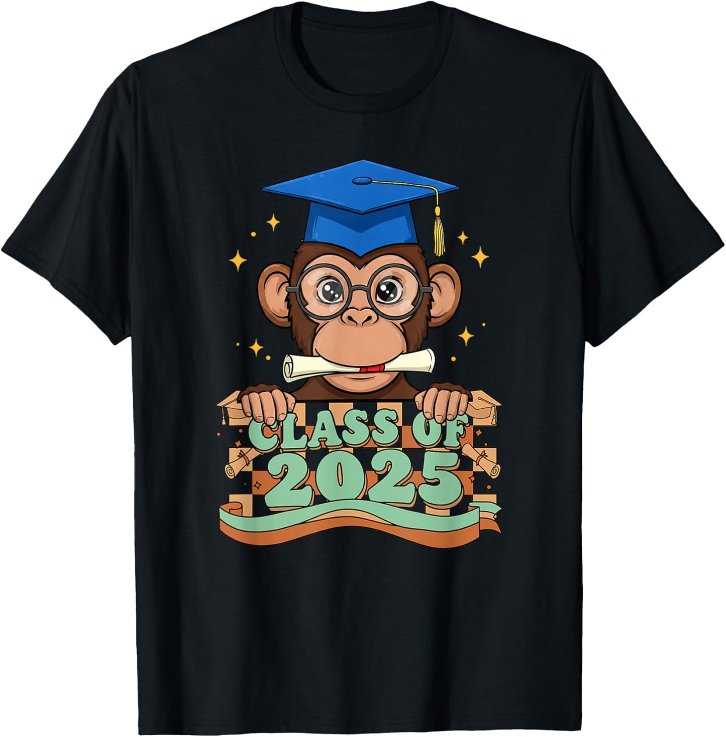 Graduate Monkey Class Of 2025 Kids Mens Womens Graduation T-Shirt