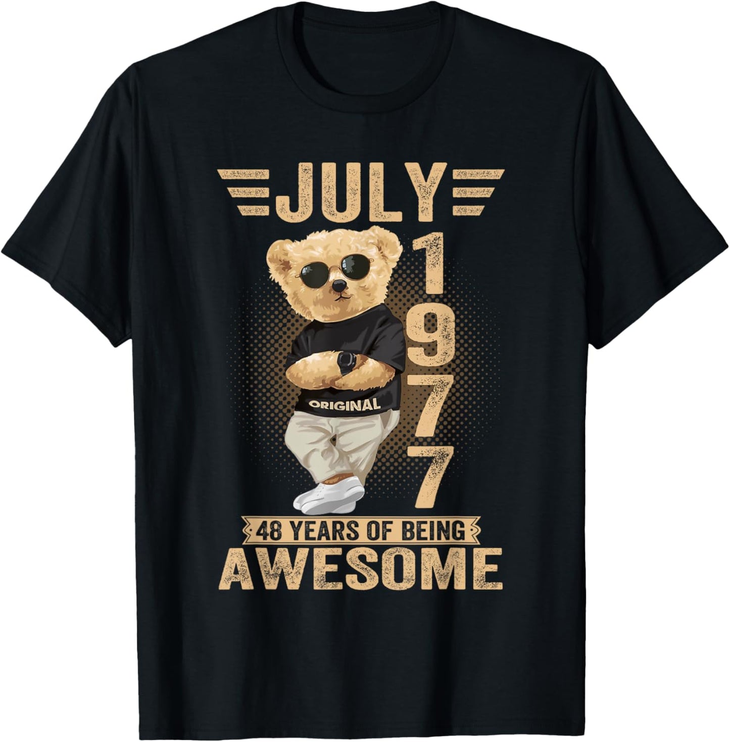 July 48th Birthday Men Women 1977 Awesome Teddy Bear T-Shirt