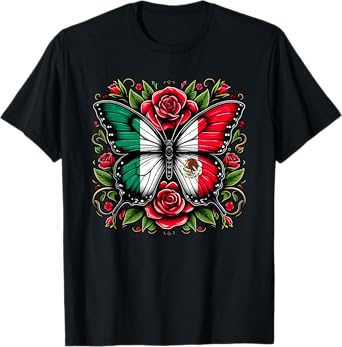 Mexican Independence Day Tee | Mexico Butterfly Flag Women's T-Shirt