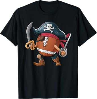Funny Football Pirate Halloween Mens Womens Kids Football T-Shirt