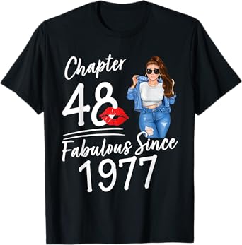 Chapter 48 Fabulous Since 1977 48th Birthday Women Melanin T-Shirt