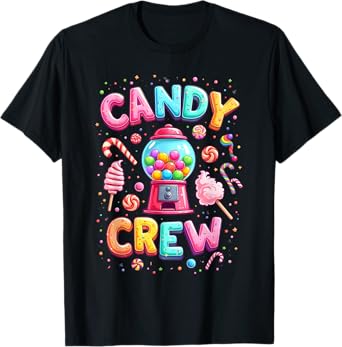 Funny Candy crew Women & Teens Retro Colorful Candy Squad T-Shirt