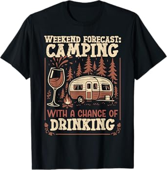 Motorhome Camping Retro Beer Weekend Forecast Camping with A T-Shirt