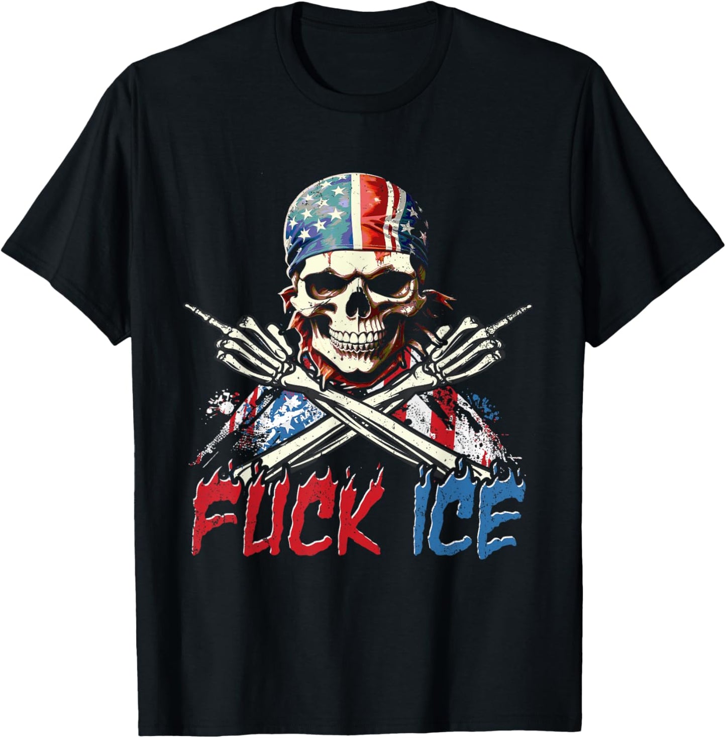 Ice Funny Fuck Ice Retro Protest Deportation Distressed T-Shirt