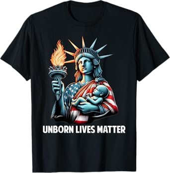 Patriotic American Unborn Lives Matter Pro-Life Catholic T-Shirt for Women Men