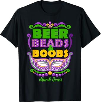 Mardi Gras Beer Beads Boobs Funny New Orleans T-Shirt