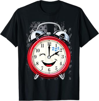 Alarm Clock Cute Face Vintage Sleeping Funny T-Shirt