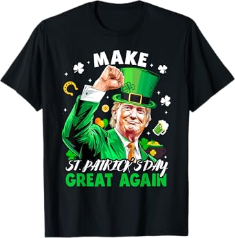 Make St Patrick's Day Great Again Lucky Trump Beer Shamrock T-Shirt