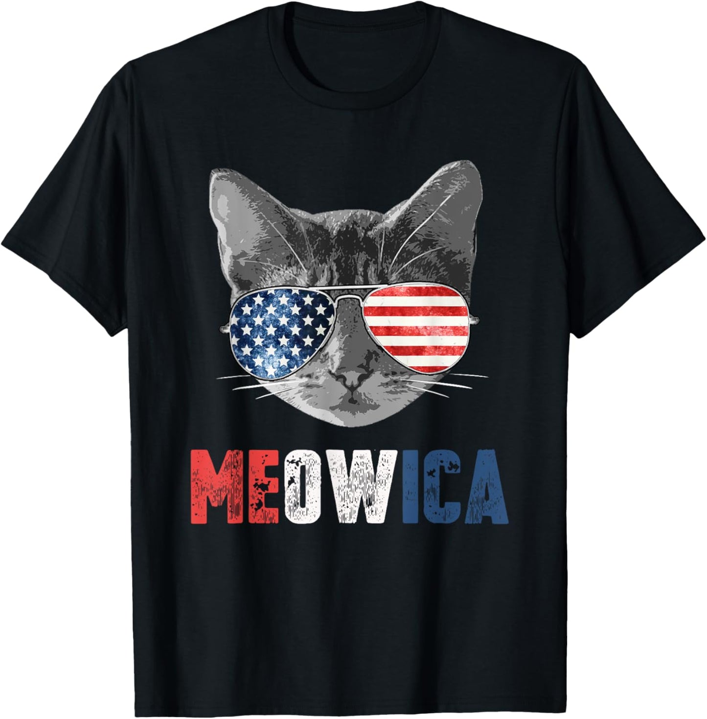 4th of July Shirt Meowica American Flag Cat T-Shirt