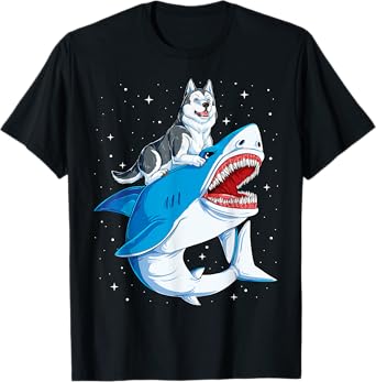 Siberian Husky Shark Jawsome Dog Lover Gifts Space Galaxy T-Shirt