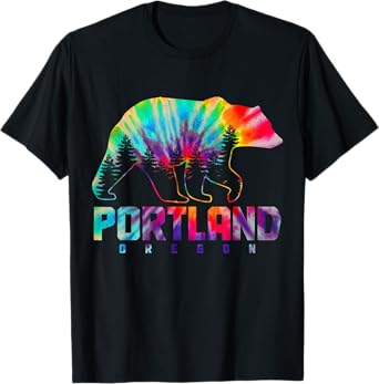 Portland Oregon Tie Dye Bear Pride Outdoor Vintage PNW T-Shirt