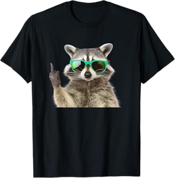 Funny Raccoon Middle Finger Sunglasses For Men and Women T-Shirt