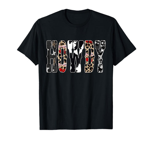 Howdy Country Western Cowgirl Leopard Rodeo Southern Girls T-Shirt