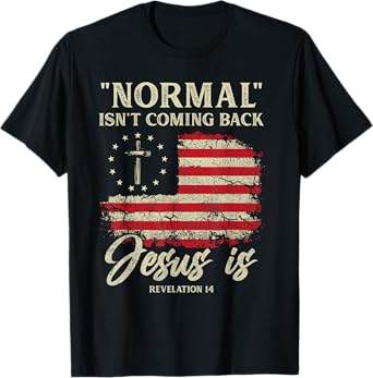 Normal Isn't Coming Back Jesus Is Christian American Flag T-Shirt