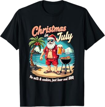 Christmas In July Funny Santa No Milk Cookies Just BBQ T-Shirt