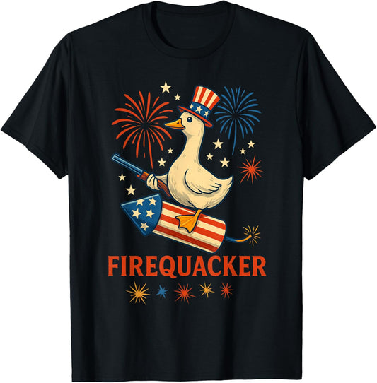 Fire Quacker Funny Meme Goose Fireworks America 4th Of July T-shirt