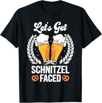 Oktoberfest Drinking Team Let's Get Schnitzel Faced T-Shirt