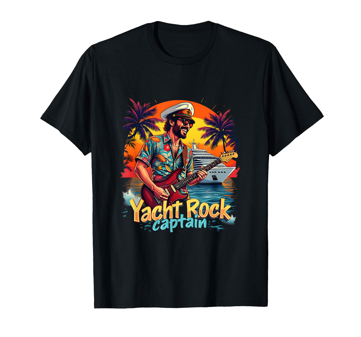 Retro Yacht Rock Captain Retro Tropical Cruise Squad Graphic T-Shirt