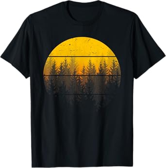 Retro Forest Trees Outdoors Nature Women Men Vintage Graphic T-Shirt