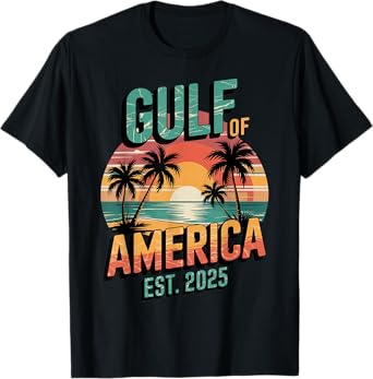 Retro Gulf of USA America Est 2025 American Flag Gulf Mexico T-Shirt