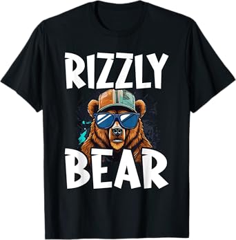 Rizzly Bear Cool Grizzly Bear Wearing Sunglasses Funny Meme T-Shirt