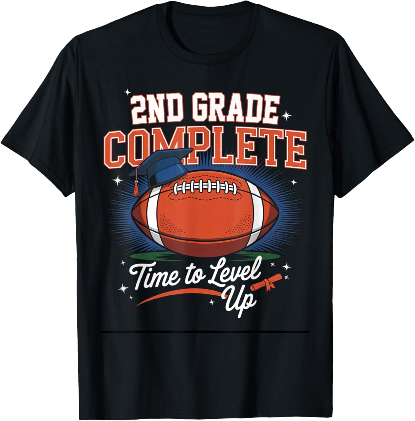 2nd Grade Complete Time To Level Up Football Last Day School Kids T-shirt by TeeBrew
