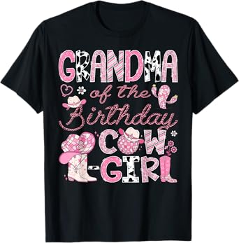 Grandma Of The Birthday Cow-Girl Rodeo CowGirl 1St Birthday T-Shirt