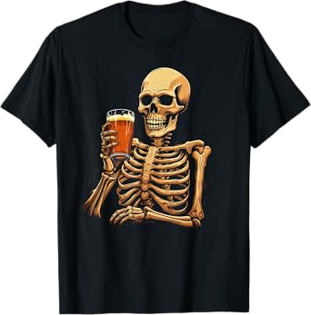 Skeleton Drinking Beer T-Shirt