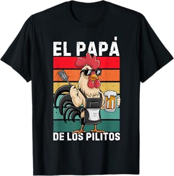 Retro El Papa de lo pollitos funny Spanish Dia del Padre Tee T-Shirt