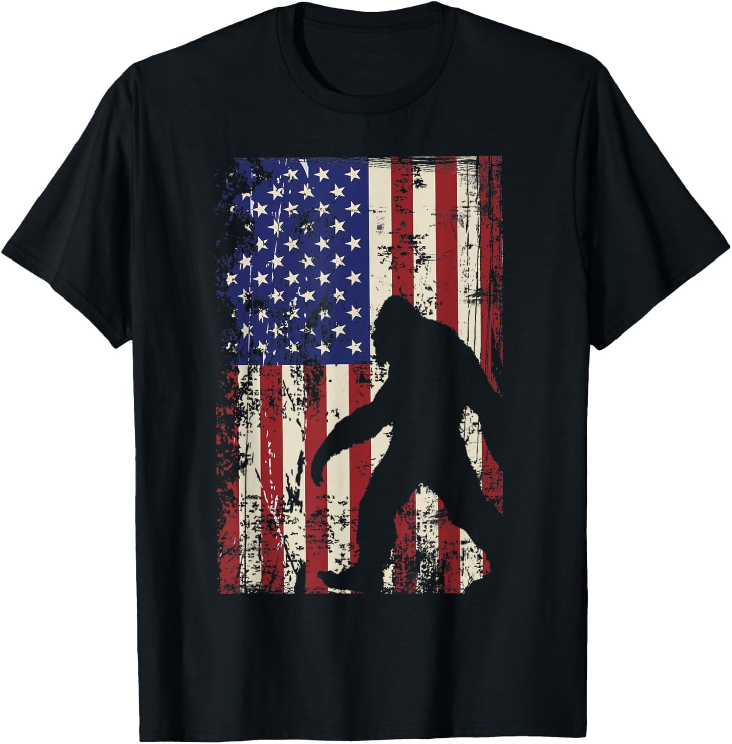 Bigfoot American Flag 4th of July Patriotic T-Shirt