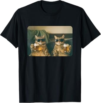 Hilarious Cats Drinking Beer Meme Funny Cats Beer Meme T-Shirt