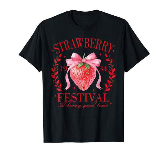 Coquette Bow Strawberry Festival A Berry Good Time Women T-Shirt