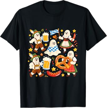 Funny Ghost Oktoberfest Beer Pretzel Sausage T-Shirt