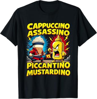 Funny Meme Boys Men Cappuccino Vs Mustardino T-Shirt
