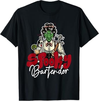 Spooky Bartender Halloween Costume Cosplay Horror Witch T-Shirt