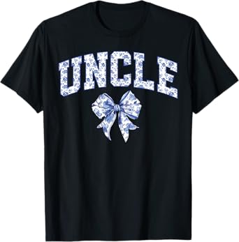 Uncle Coquette Toile Blue Bow Floral Family Matching T-Shirt