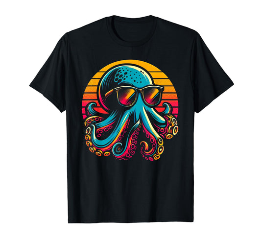 Cool Octopus Kraken With Sunglasses Men Women Kids Vintage T-Shirt