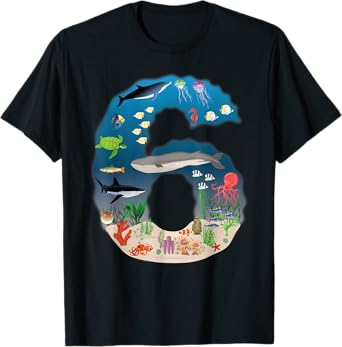 Under The Sea REALISTIC Fish Starfish Sixth number 6 T-shirt T-Shirt
