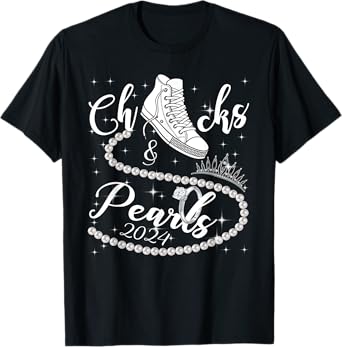 Chucks And Pearls 2024 Kamala Harris 2024 Vote For President T-Shirt