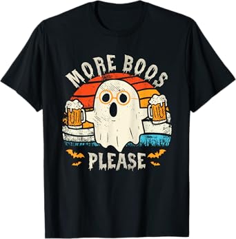 Retro More Boos Please Ghost Beer Halloween Costume Men Boys T-Shirt
