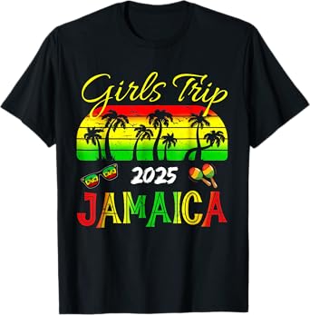 Womens Jamaica Girls Trip 2025 Summer Vacation Weekend Funny T-Shirt